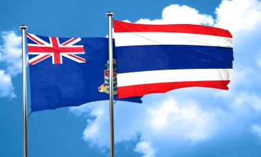 Tayland bayrağı, 3d render ile Cayman Adaları bayrağı