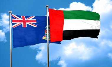 Birleşik Arap Emirlikleri bayrağı, 3d render ile Cayman Adaları bayrağı