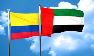 Birleşik Arap Emirlikleri bayrağı, 3d render ile Kolombiya bayrak