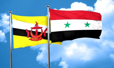 Suriye bayrağı, 3d render ile Brunei bayrağı