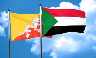 Bhutan bayrağı Sudan bayrağı, 3d render ile