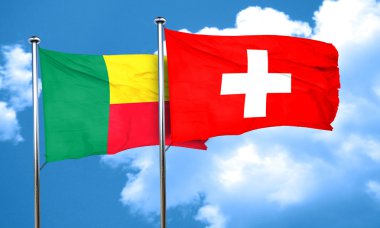 Benin bayrağı İsviçre bayrağı, 3d render ile