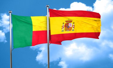 Benin bayrağı İspanya bayrağı, 3d render ile