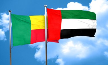 Birleşik Arap Emirlikleri bayrağı, 3d render ile Benin bayrağı