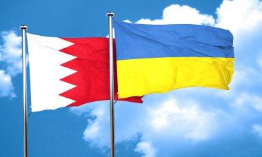 Ukrayna bayrağı, 3d render ile Bahreyn bayrağı