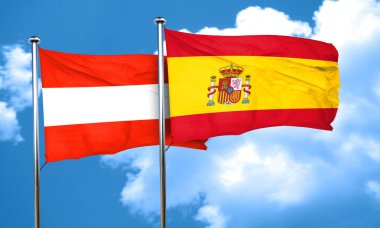 İspanya bayrağı, 3d render ile Avusturya bayrağı