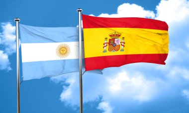 Arjantin bayrağı İspanya bayrağı, 3d render ile