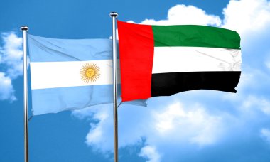 Birleşik Arap Emirlikleri bayrağı, 3d render ile Arjantin bayrağı