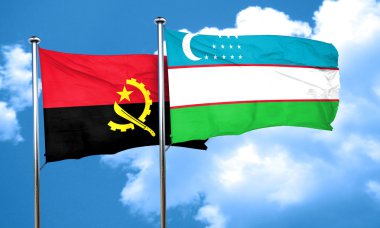 Özbekistan bayrağı, 3d render ile Angola bayrağı