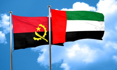 Birleşik Arap Emirlikleri bayrağı, 3d render ile Angola bayrağı