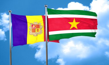 Surinam bayrak, 3d render bayrakla Andora