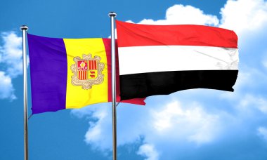 Yemen bayrak, 3d render bayrakla Andora