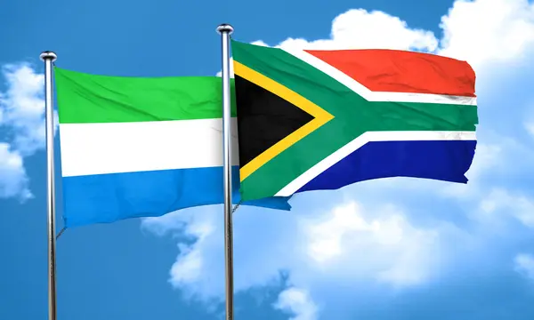 De vlag van Sierra Leone vlag met Zuid-Afrika, 3D-rendering — Stockfoto