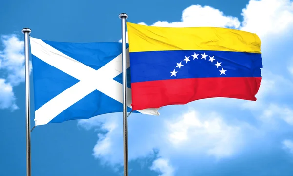 苏格兰国旗与委内瑞拉国旗，3d 渲染 — 图库照片
