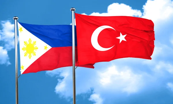 Philippines flag with Turkey flag, 3D rendering — Stock Photo, Image