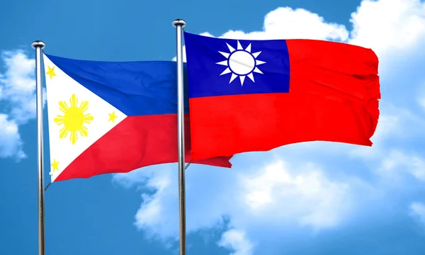 Philippines flag with Taiwan flag, 3D rendering — Stock Photo, Image