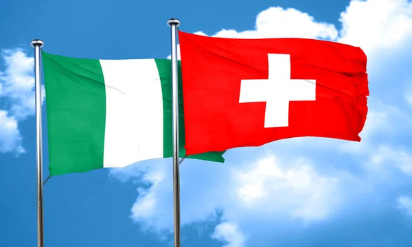 Nijerya bayrak İsviçre bayrağı, 3d render ile — Stok fotoğraf