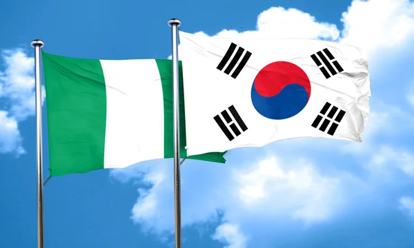 대한민국과 나이지리아 플래그 플래그, 3 차원 렌더링 — 스톡 사진