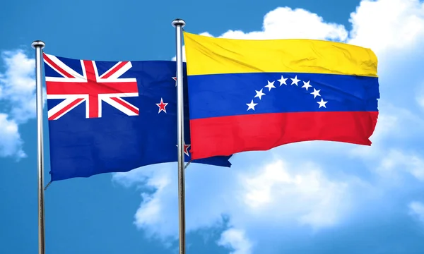 Прапор Нової Зеландії з прапор Венесуели, 3d-рендерінг — стокове фото