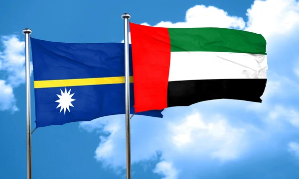 Vlajka Nauru s SAE vlajka, 3d vykreslování — Stock fotografie