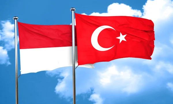 Drapeau monaco avec drapeau Turquie, rendu 3D — Photo