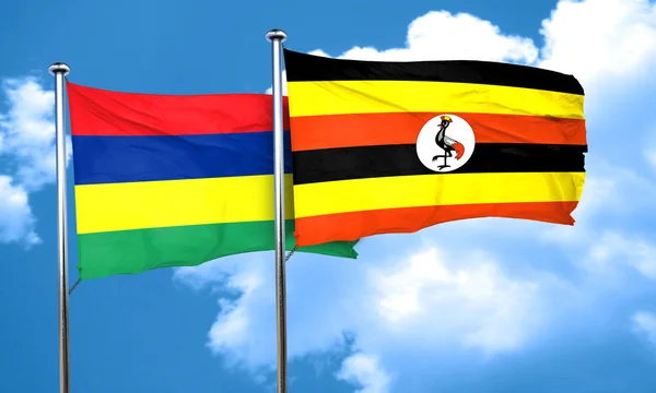Флаг Маврикия с флагом Уганды, 3D рендеринг — стоковое фото