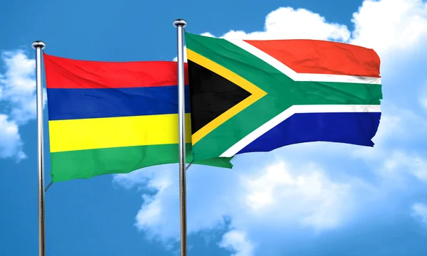 De vlag van Mauritius vlag met Zuid-Afrika, 3D-rendering — Stockfoto