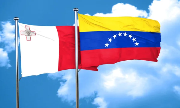 Malta flagge mit venezuela flagge, 3d rendering — Stockfoto