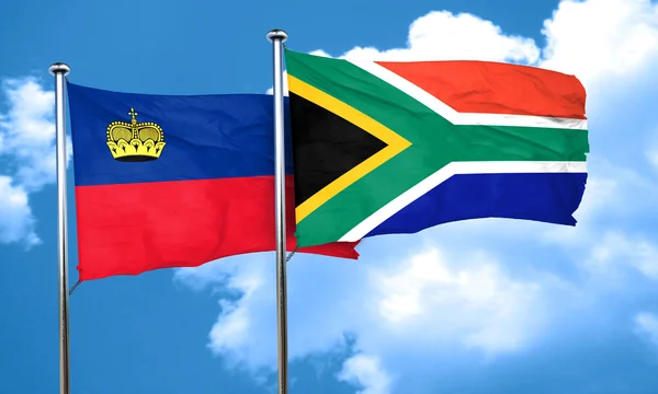 Güney Afrika bayrak, 3d render ile Lihtenştayn bayrağı — Stok fotoğraf