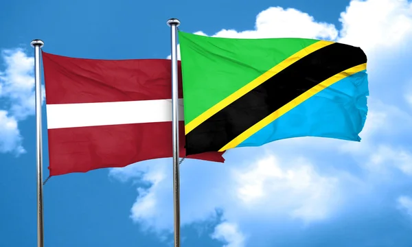 Tanzanya bayrak, 3d render ile Letonya bayrağı — Stok fotoğraf