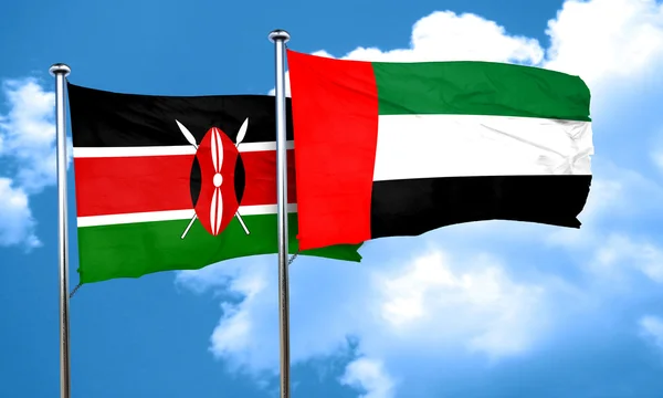 Kenia Flagge mit Uae Flagge, 3D Rendering — Stockfoto