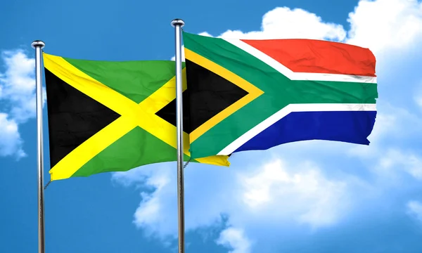 Jamaika bayrağını Güney Afrika bayrak, 3d render ile — Stok fotoğraf