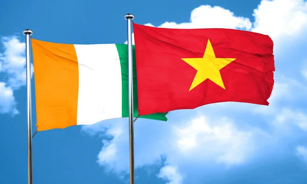 De vlag van Ivoorkust vlag met Vietnam, 3D-rendering — Stockfoto