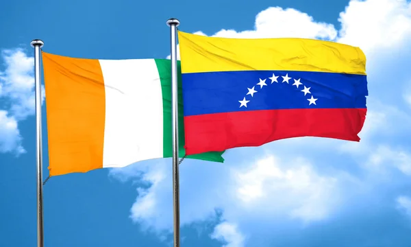 Flagge der Elfenbeinküste mit venezuela Flagge, 3D Rendering — Stockfoto