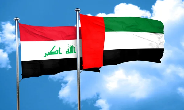 伊拉克国旗与阿联酋国旗，3d 渲染 — 图库照片