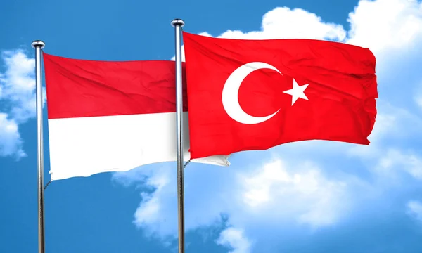 Drapeau Indonésie avec drapeau Turquie, rendu 3D — Photo