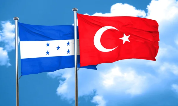 Drapeau Honduras avec drapeau Turquie, rendu 3D — Photo