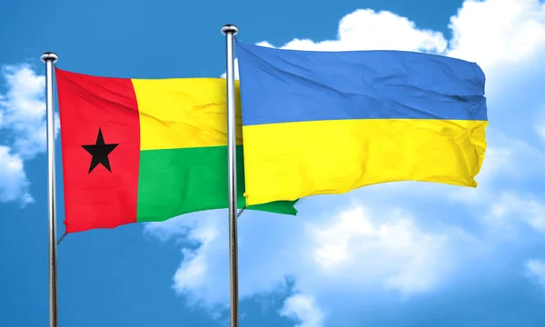 Guinea bissau flag with Ukraine flag, 3D rendering