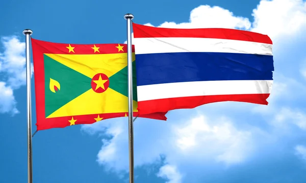 Grenada flag with Thailand flag, 3D rendering