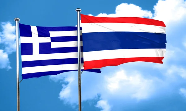 Ελλάδα σημαία με τη σημαία της Ταϊλάνδης, 3d rendering — Φωτογραφία Αρχείου