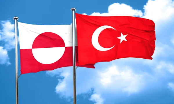 Drapeau du Groenland avec drapeau de la Turquie, rendu 3D — Photo