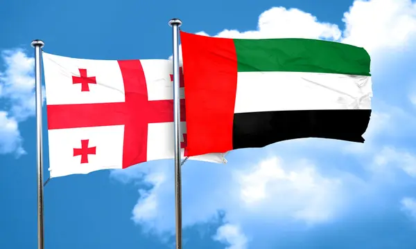 グルジア アラブ首長国連邦の旗、3 d レンダリング — ストック写真
