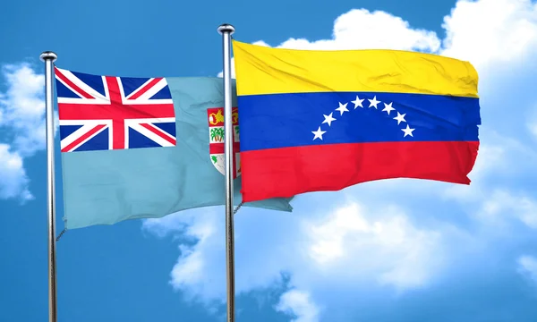 Fiji Flagge mit venezuela Flagge, 3D Rendering — Stockfoto