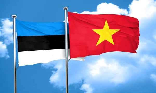 Vlag van Estland met Vietnam vlag, 3D-rendering — Stockfoto