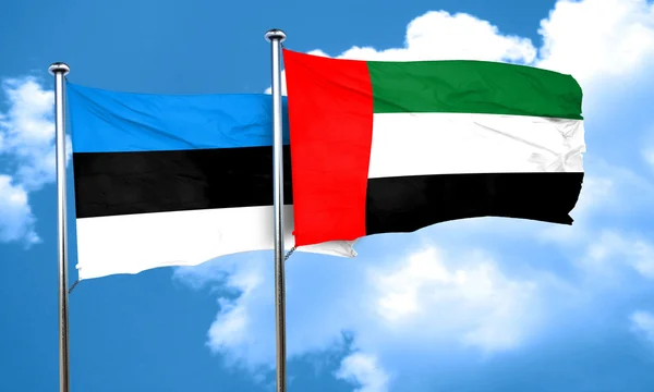 Vlajka Estonska s SAE vlajka, 3d vykreslování — Stock fotografie