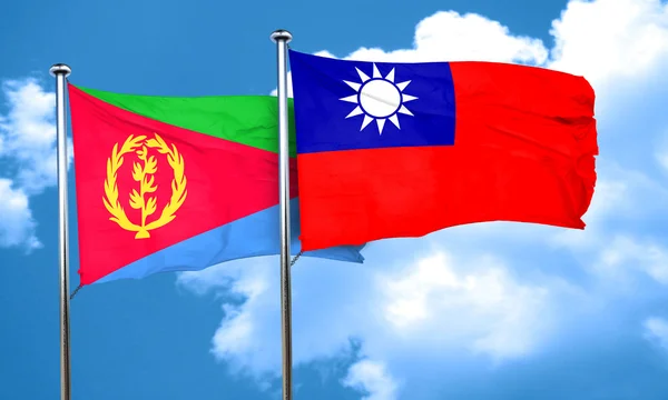 Drapeau de l'Érythrée avec drapeau de Taiwan, rendu 3D — Photo