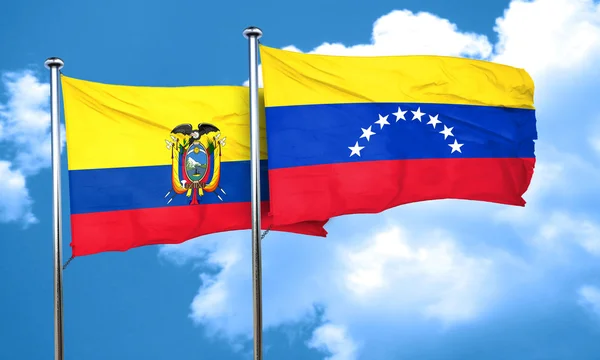 Прапор Еквадору з прапор Венесуели, 3d-рендерінг — стокове фото