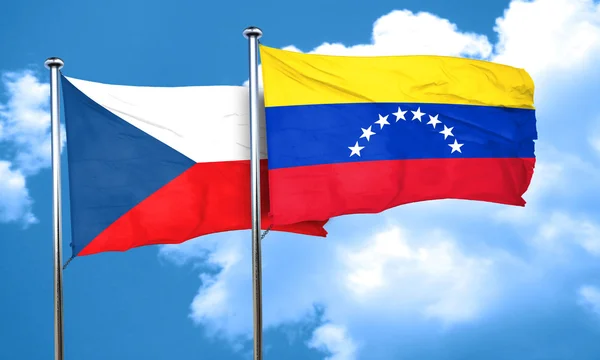 Drapeau tchécoslovaquie avec drapeau Venezuela, rendu 3D — Photo