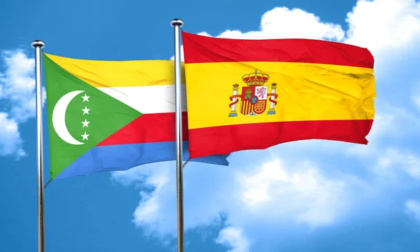 Bandera de Comoras con Bandera de España, Renderizado 3D —  Fotos de Stock