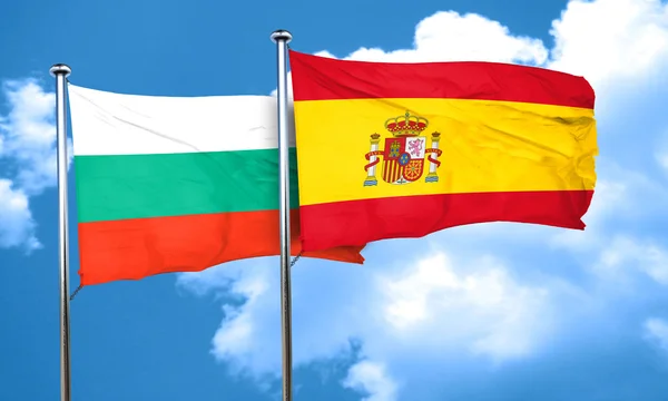 Bandera bulgaria con bandera de España, representación 3D —  Fotos de Stock